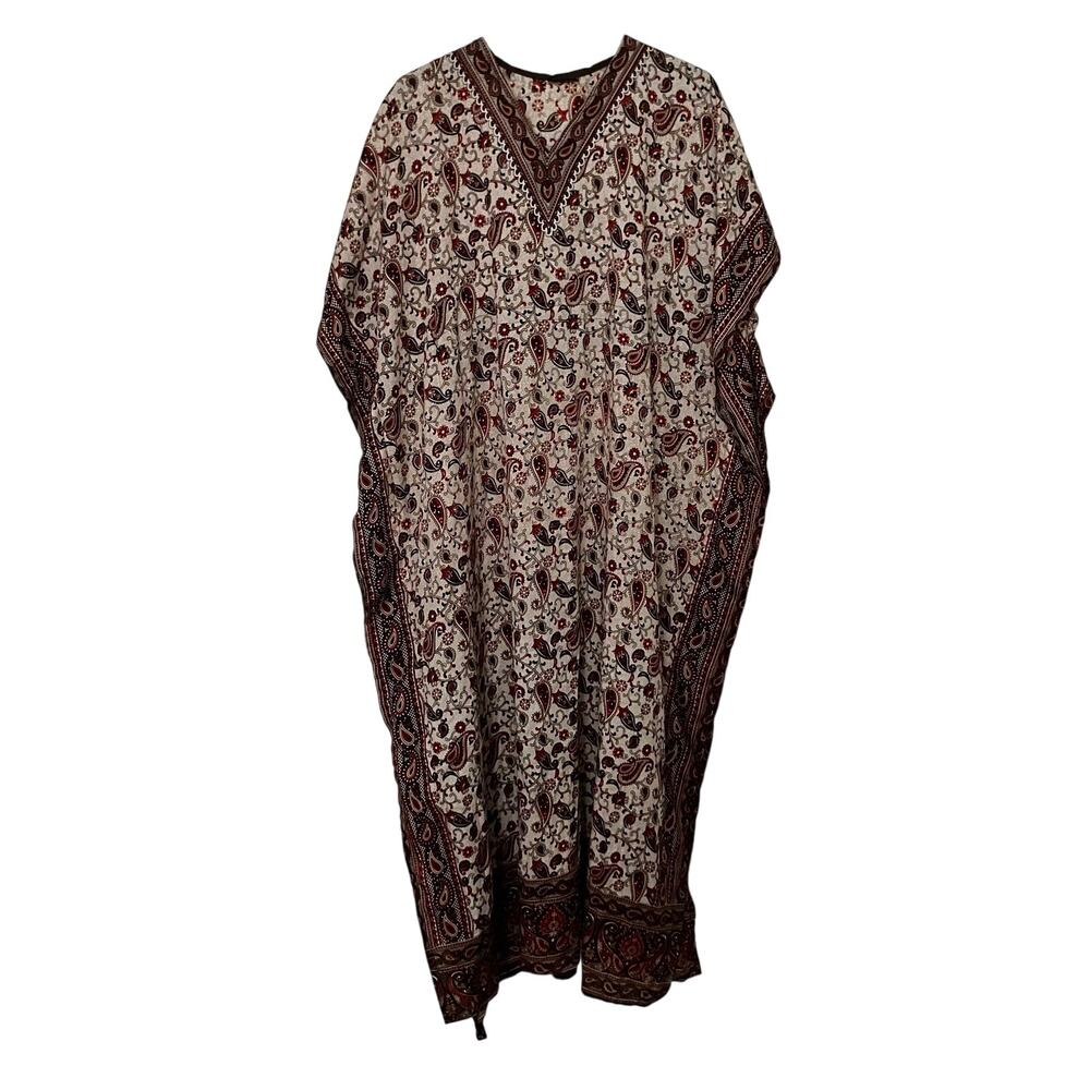 Ana & Rose Paisley Kaftan Maxi Dress Boho Festival Beach Cover Up Lightweight
